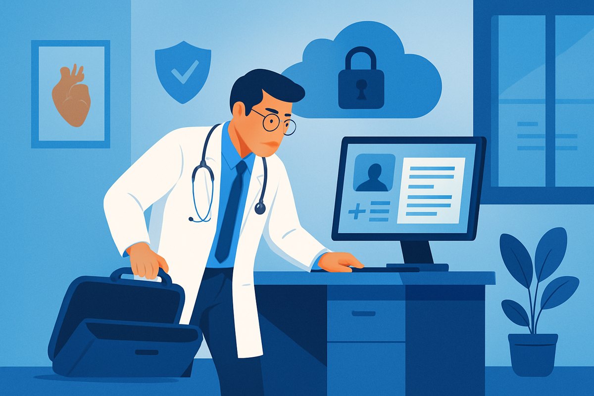 Médico revisa el respaldo de expedientes después del robo de una laptop