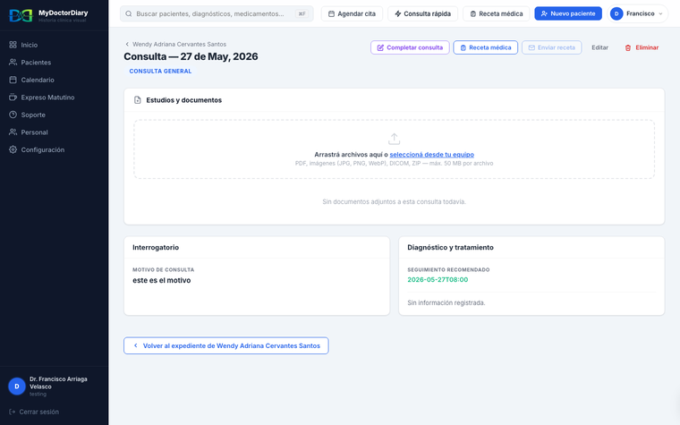 Historial clínico — MyDoctorDiary