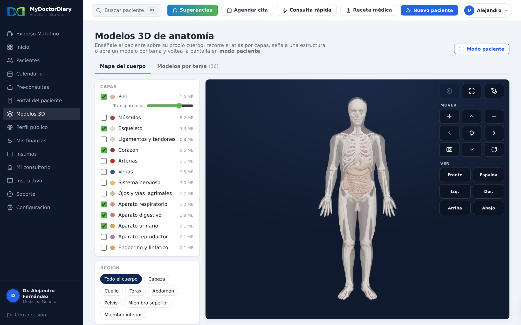 Atlas 3D por capas, con dibujo encima y envío por WhatsApp