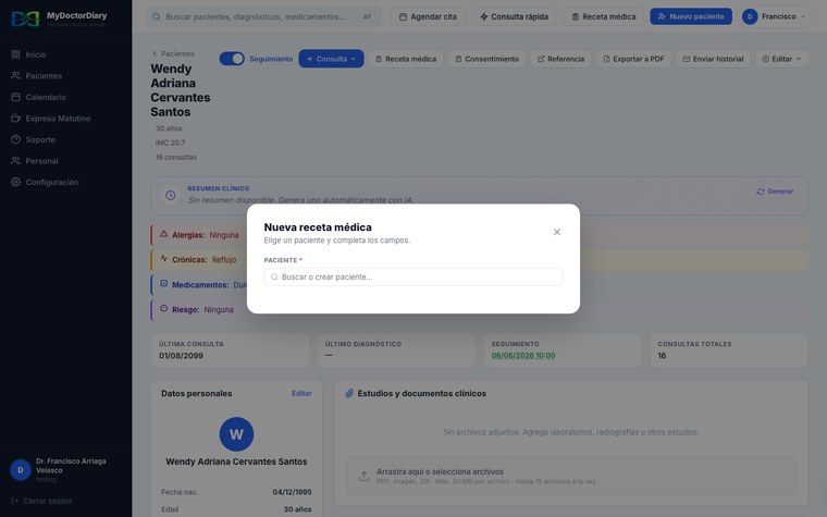 Receta médica — MyDoctorDiary